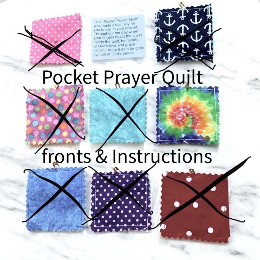 Pocket Prayer Quilts Christian Cross sewn inside. Tie-dye pattern. - Picture 7 of 8